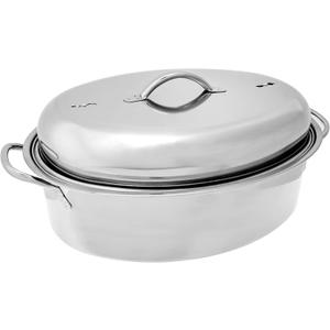 Fox Run Oval Roaster Set, Stainless Steel, 10-Quart