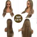 Highlights Lace Front Wigs Human Hair 13x4 Ash Brown to Blonde HD Lace Front Ombre 180% Density Balayage Pre Plucked Glueless Straight No Synthetic No Shedding Triple Lifespan for White Women 16 Inch
