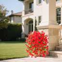 Artificial Fake Plants for Outdoor Spring SSpring, Summer, Autumn and of Decoration, 4PCS Faux Silk Morning Glory Long Vines Stems UV Resistant Look Real for Outside Home Porch Patio (red)