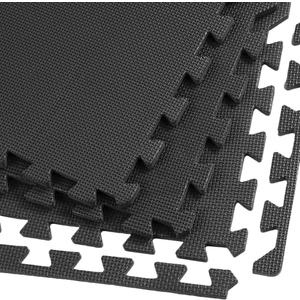 Xspec 3/8" Thick 100 sq. ft. (25 pcs) Gym EVA Foam Floor Mats (24" x 24") | T Pattern, Black