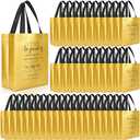 Paterr 100 Pcs Employee Appreciation Gift Bags Bulk 10 x 8 x 4'' Non Woven Thank You Tote Bags with Handle Inspirational May You Be Proud Gift for Colleague Teacher Doctor(Gold)