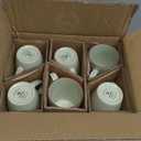 famiware Venus Coffee Mugs for 6, 14 oz Mug Set, Dringking Cup with Handle for Coffee, Tea, Cocoa, Milk, Light Green