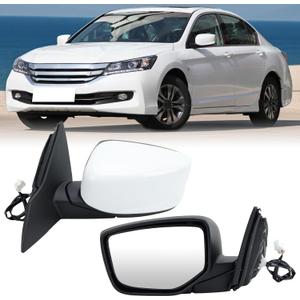 Left Driver Side Mirror Compatible with Honda Accord Sedan/Coupe 2013 2014 2015 2016 2017 Power Glass Manual Folding Non-Heated Door View Mirrors Replace #76258T2FA11 3 Pins Paintable (White)