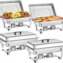 Chafing Dishes for Buffet 4 Pack, 9 Quart Stainless Steel Chafing Dish Buffet Set with Folding Frame, Food Warmers for Parties, Catering Supplies, Banquets, and Weddings