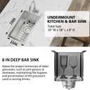 Kitchen And Bar Sink,10x18 Inch Stainless Steel Drop In Single Bowl Undermount RV Prep Small Kitchen&Bar Sink Ideal Choice For Small Space Come With Bottom Grid,Soap Mat And Drain Assembly