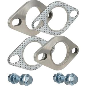 1.75 Inch 2 Bolt Exhaust Flange and Gasket,Stainless Steel Exhaust Flange Connection Set with Flange Bolts and Nuts (45mm)