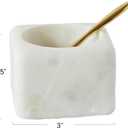 Creative Co-Op Square Marble Bowl with Brass Spoon, White