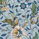 Round Tablecloth 70 inch, Floral French Round Table Cloth, Stain Resistance Water Repellent Wrinkle-Free, Spring Blue Flower Circle Tablecloth for Home Kitchen Dining Party Patio Indoor Outdoor