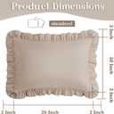KKJIAF Ruffle Pillow Cases Standard Size Set of 2, Ruffled Pillow Covers with Envelope Closure, Wrinkle Resistant Pillowcases 20" x 26", Ruffled Pillow Shams, Khaki