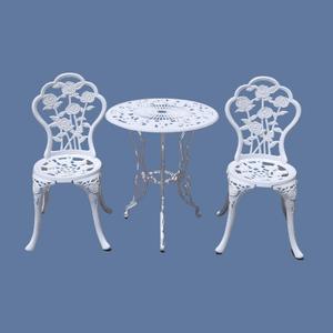 KAILI Outdoor Furniture Bistro Set with Rose Pattern 1 Table 2 Chairs for Garden Patio Porch (Rose-White), Onesize