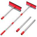 DSV Standard Window Squeegee, 2-in-1 Window Cleaner with 55" Extension Poles, Window Washing Kit, Glass Door Cleaner, Multi-Use Car Windshield Cleaning Tool with Long Handle for High Outdoor Windows