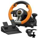 PXN PC Racing Wheel, V3 PRO 180 Degree Universal USB Car Sim Game Steering Wheel with Pedals for PC, Xbox One, Xbox Series S/X, PS3, PS4, Switch (Orange)