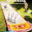 Sloosh 20FT Lawn Water Slide Bowling Game Set,Water Slides and 2 Bodyboards Summer Slip Waterslide Toy with Build in Sprinkler for Backyard Outdoor Fun for Kids