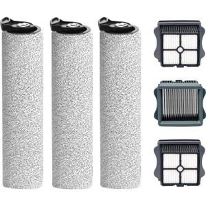 Only Floor ONE S5 Steam Roller Brush Replacement and Vacuum Filter Kit Compatible with Tineco Floor ONE S5 Steam Corded Wet Dry Vacuum Replacement Parts,3 Roller Brushes,3 Filters,1 Cleaner Brush