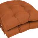 Blazing Needles Solid Twill U-Shaped Tufted Chair Cushions (Set of 2), 16", Spice