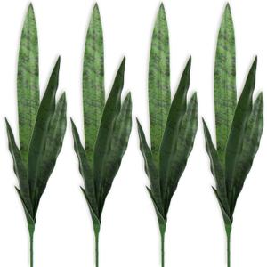 Bird Fiy Artificial Snake Plants 30" Faux Agave Fake Sansevieria Artificial Silk Plant for Home Garden Office Store Decoration 4 Pcs (Green)