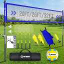 Outdoor Volleyball Net System for Backyard, Adjustable Height (5.18FT) & Width (2032FT), Anti-Sag Tension System, 2-in-1 Badminton Combo Set with Carry Bag, Rackets & Shuttlecocks, Adjustable Height 5.18ft & Width 2036ft