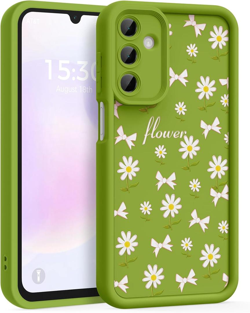 Case for Samsung Galaxy A16 5G, Silicone Shockproof Cover Women | Soft Silicone TPU, Raised Bezels, Precise Cutouts, Crisp Button Response, Shock Protection, Easy Install, Daisy Bloom