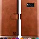 SUANPOT for Samsung Galaxy S8+ /S8 Plus 6.2 (Not Fit S8) Leather Wallet case with RFID Blocking Credit Card Holder, Flip Folio Book PU Cell Phone Cover Shockproof case Pocket for Men Women Light Brown