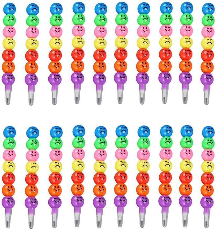 airgoesin 20pcs Stackable Pencils 7 in 1 Smile Face Stacking Pencils Non-sharpening Multi-Point Replaceable for Dental Dentist Gift Party Favors Birthday School Stationery