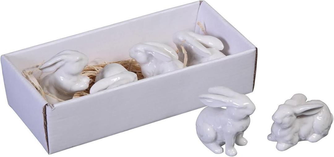 Creative Co-Op White Ceramic Bunnies (Set of 6 Pieces)