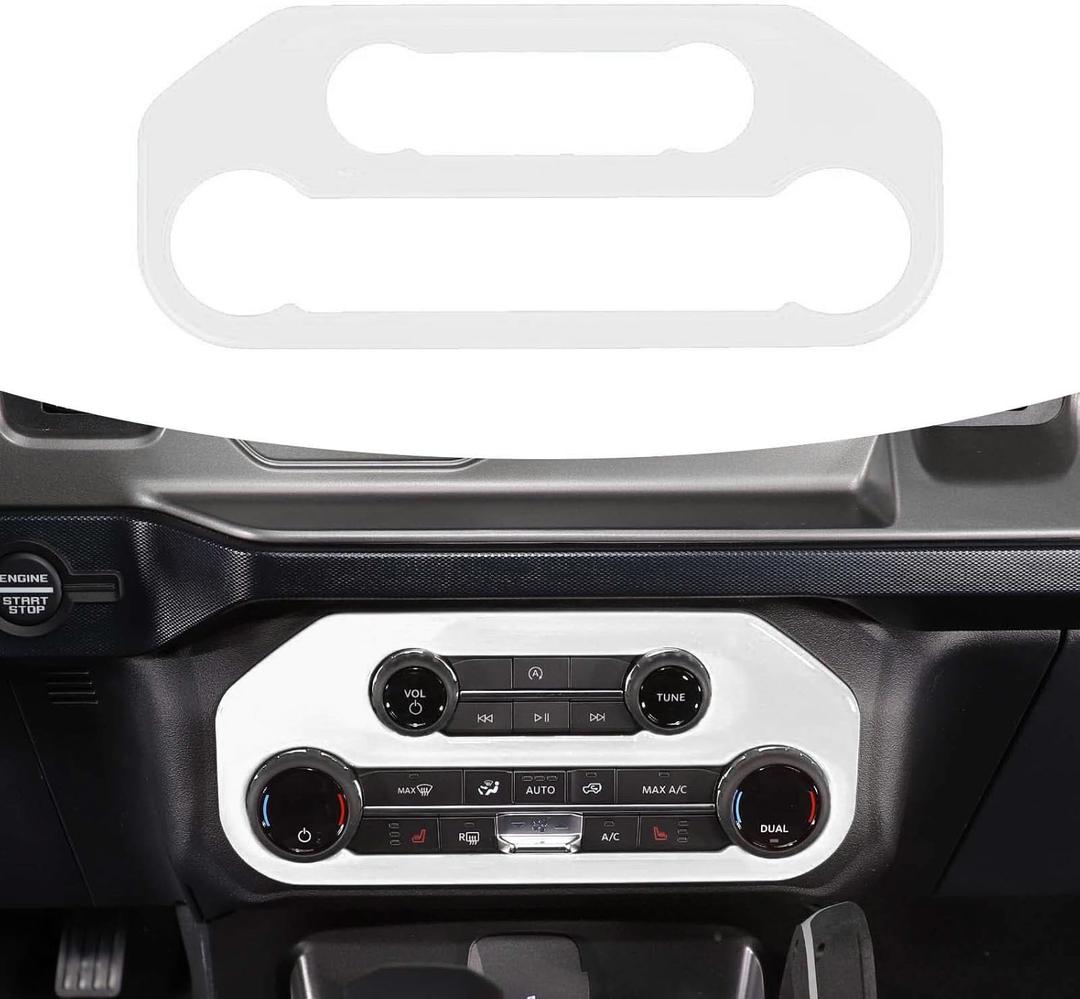 RAZPOY for Bronco Air Conditioning Switch Panel Cover, Center Console A/C Button Trim Compatible with 2021-2026 Ford Bronco Interior Accessories, White