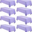 8 Pack Rectangle Tablecloth 60 x 126 inch Lavender Polyester Tableclothes for 8 Feet Tables,Washable Fabric Stain and Wrinkle Resistant Table Cover Table Clothes for Wedding Banquet Kitchen