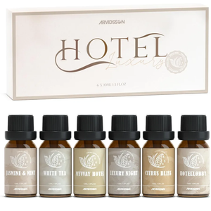 ARVIDSSON Hotel Diffuser Oils Gift Set, Hotel Scent Essential Oils for Diffuser, Luxury Fragrance Oil Blend - Jasmine & Mint, White Tea, Citrus Bliss, M-Way, Fancy Lobby, Gift for Women and Men