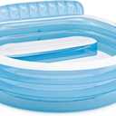 INTEX Round Family Lounge Inflatable Swimming Pool for Kids and Adults
57190EP - Outdoor Backyard Swim Center with Built-In Bench & Drink Holders, 90in x 86in x 31in