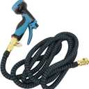 Garden Hose, Retractable Garden Hose Leakproof Black and Blue Lightweight for Swimming Pools (2500D 7.5m / 25ft)