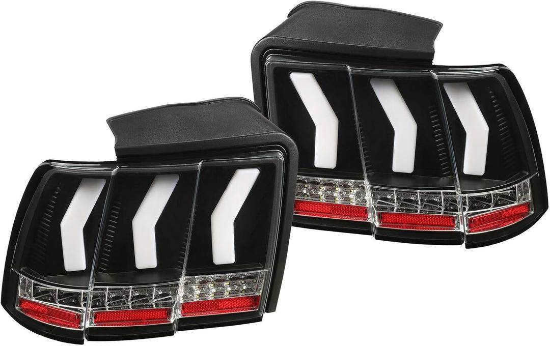WKK LED Tail Lights Black Brake Lamps Plastic Right Left Rear FO2818109 BAP11494 FO2819109 HLTLF9FMBSBL