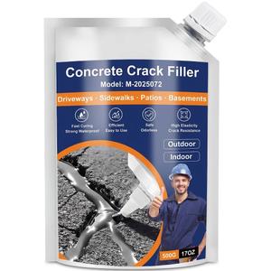 Concrete Crack Filler, 3 PCS Self Leveling Cement Crack Sealant, Quick-Drying Sealing Adhesive Repair Sealer for Driveways, Sidewalks, Patios, Waterproof Outdoor Joint Caulking Glue, Gray