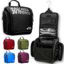 Travel Toiletry Bag for Men and Women - (10.6x10.6x3.2) Large Hanging Toiletry Organizer - Waterproof Hygiene Bag with Metal XXL Swivel Hook, with Sturdy Zippers and 15 Compartments for Toiletries (Grease Black)