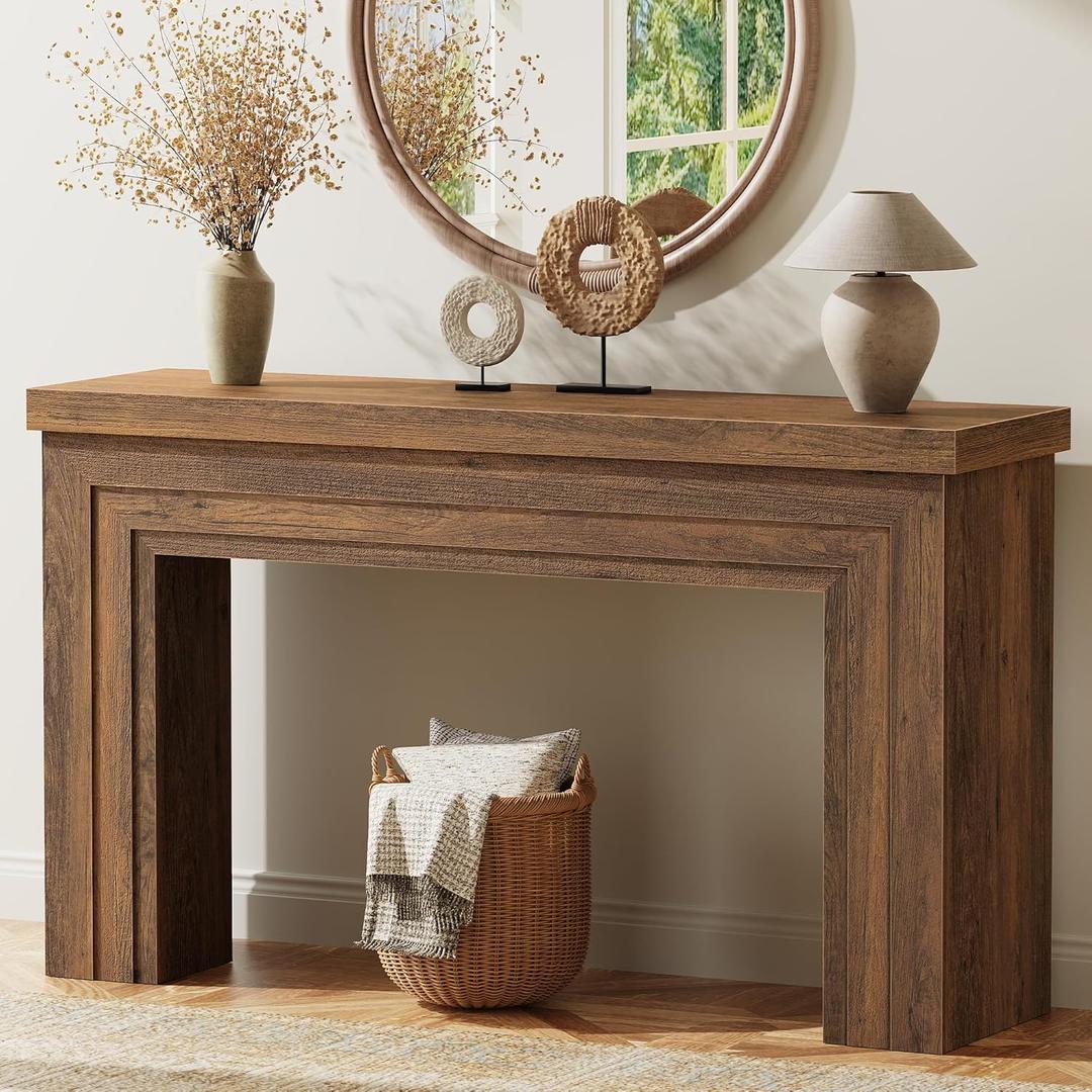 Huuger 54 Inch Entryway Table, Retangular Console Table with Storage, Farmhouse Sofa Table Behind The Couch, Long for Entrance, Hallway, Foyer, Living Room, Rustic Brown (11.8"D x 53.9"W x 33.5"H)