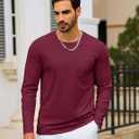 TACVASEN Mens Long Sleeve Tee Shirts Cotton Lightweight Casual Pocket Crew Neck Work T Shirts for All Season (M)