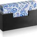 Black Bathroom Napkin Holder Guest Towel Holder Flat Bathroom Disposable Hand Napkin Towel Tray for Table Countertop Paper Basket Kitchen Paper Tray(Black,Paulownia)