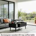 Lift Top Coffee Table, Mid Century Modern Storage Coffee Table, Center Table for Living Room with Hidden Storage and Open Shelving, Suitable for Living Room Tables, Black