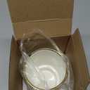 IEEK Makeup Brush holder Organizer,Glass Cosmetic Makeup Brush Cup Ceramics Brushes Storage Holder,White and Gold Modern Make Up Brush Cup Pen Pencil Holder Striped Vase