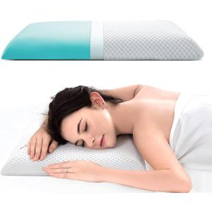 Ultra Thin & Flat Memory Foam Pillow 2.4 Inch Hight,Low Profile Slim & Thin Pillow for Stomach Sleeper,Side Sleeper,Oeko-TEX & CertiPUR-US Double Certification 23.5 x 15.5 x 2.4 Inches