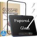 Esanik 2 Pack Like Paper Glass Screen Protector for iPad 11th/10th Generation A16(11/10.9 Inch, 2025/2022) 9H Tempered Glass Film with Alignment Frame, Writing Like on Paper, Apple Pencil Compatible