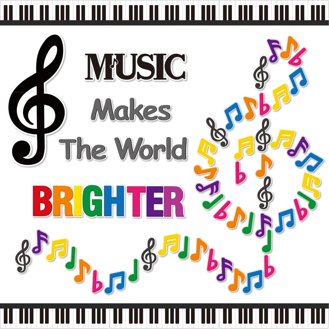 2 x BeYumi Music Notes Border Decor - 108Pcs Back to School Music Notes Bulletin Board Set Music Makes The World Brighter Cutouts Piano Border Trim Preschool Classroom Chalkboard Wall Decoration Supplies