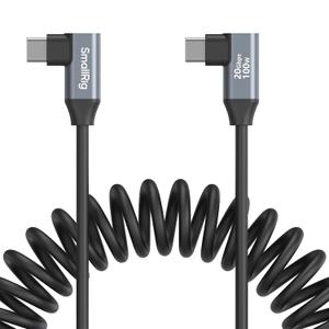 SMALLRIG USB C to USB C Coiled Data Cable (Angled to Angled), 90 Degree Type C Cable 20Gbps High Speed Data Transfer, Support PD 100W Fast Charging, for iPhone, Laptops and Cameras etc. - 4793