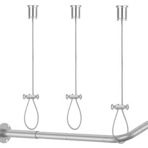 Otoolling 2 Pack Ceiling Mounted Shower Curtain Rod Support 60'' L-shaped Straight Shower Curtain Rod Rustproof Stainless Steel Adjustable Ceiling Suspension Holder for Closet Wardrobe Pipe Bracket