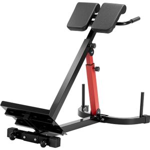VEVOR Multi-Functional Weight Bench for Full Body Workout, Roman Chair Hyperextension Bench, Adjustable & Foldable Equipment for Back Arm Core Ab Workout, Sit Up Exercise Machine for Home Gym (Black+Red Hyperextension Bench 350LB)
