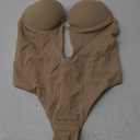 SHAPERIN Women's Backless Body Shaper Bra U Plunge Seamless Low Back Thong Shapewear Deep V Full Body Bodysuit Nude S
