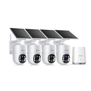 SOLIOM- 5MP Security Cameras Wireless Outdoor, No Subscription, 4-Cam Pack, Solar Powered Home Security Camera with 360° Auto Tracking, Pan & Tilt, 3K Color Night Vision, 5G & 2.4G Router Compatible