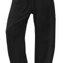 TARSE Womens Barrel Sweatpants Loose Fit Lounge Pants Casual Wide Leg Pants Cotton Comfy Elastic Waist Joggers with Pockets (Medium, Black)