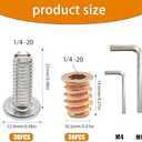 Taiss 30 Sets M6x25mm Furniture Screw Nut Threaded Inserts for Wood,M6x15mm Nut Threaded Wood Inserts Bolt Fastener Connector Hex Socket Drive Screw-in Nuts with Hex Spanner (Silver)