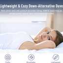 Duvet Insert Cotton Comforter Queen Size White Down Alternative Duvet Insert 100% Cotton Shell Quilted Fluffy Comforter Lightweight All Season 4 Corner Tabs Durable Breathable Noiseless