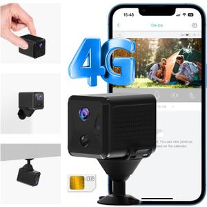 2K No WiFi Security Camera with SIM Card, 4G LTE Cellular Security Camera with 5200mAh High-Capacity Battery, 160 Wide View, Smart Motion Detection, 33ft Night Vision